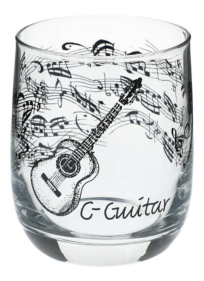 Musikboutique Glas, Trinkgefäß, bedruckt mit Gitarren-Motiv von Musikboutique
