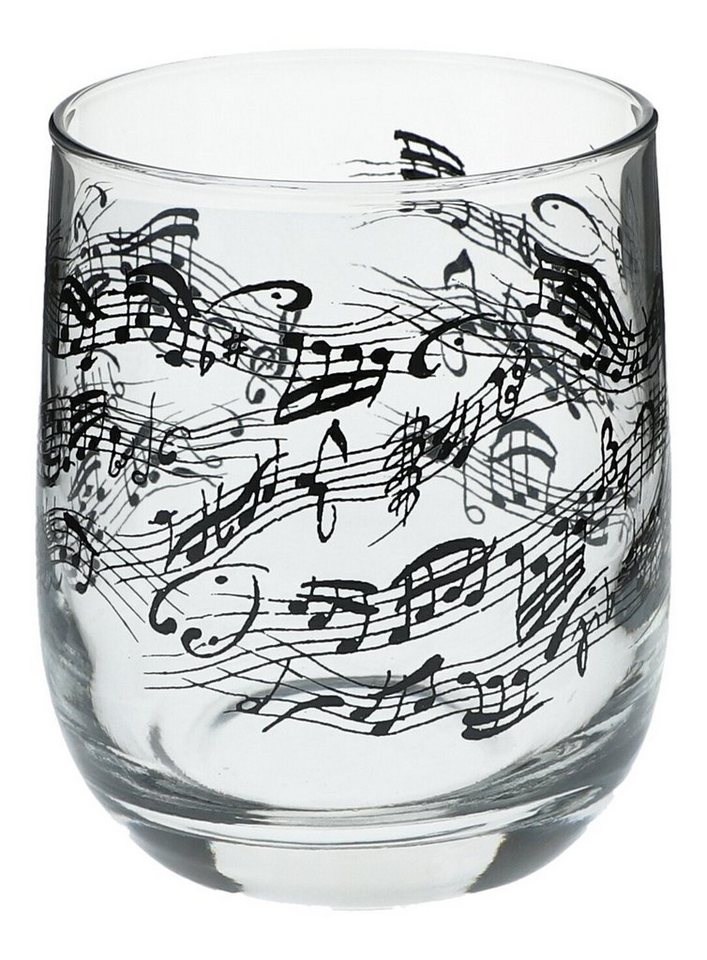 Musikboutique Glas, Trinkgefäß, bedruckt mit Notenlinien-Motiv von Musikboutique