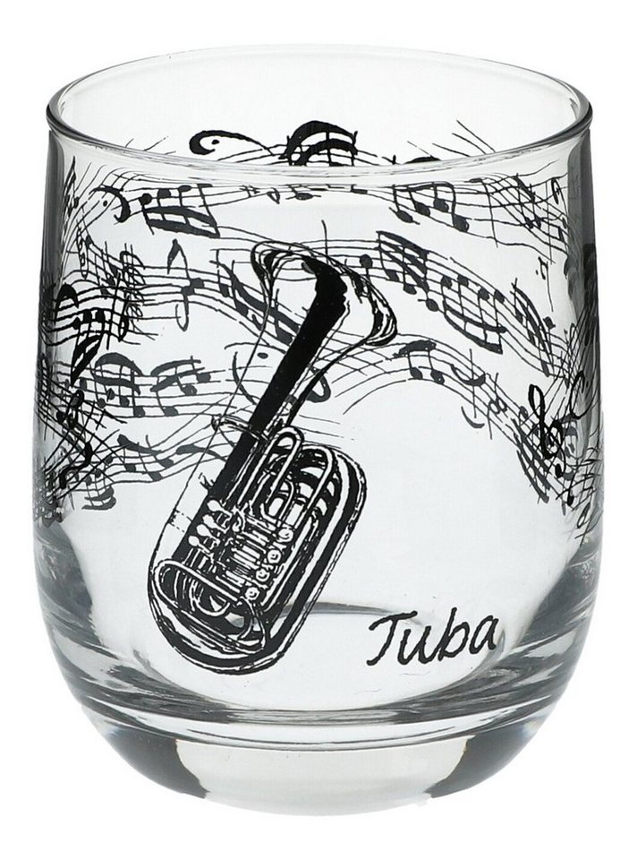 Musikboutique Glas, Trinkgefäß, bedruckt mit Tuba-Motiv von Musikboutique