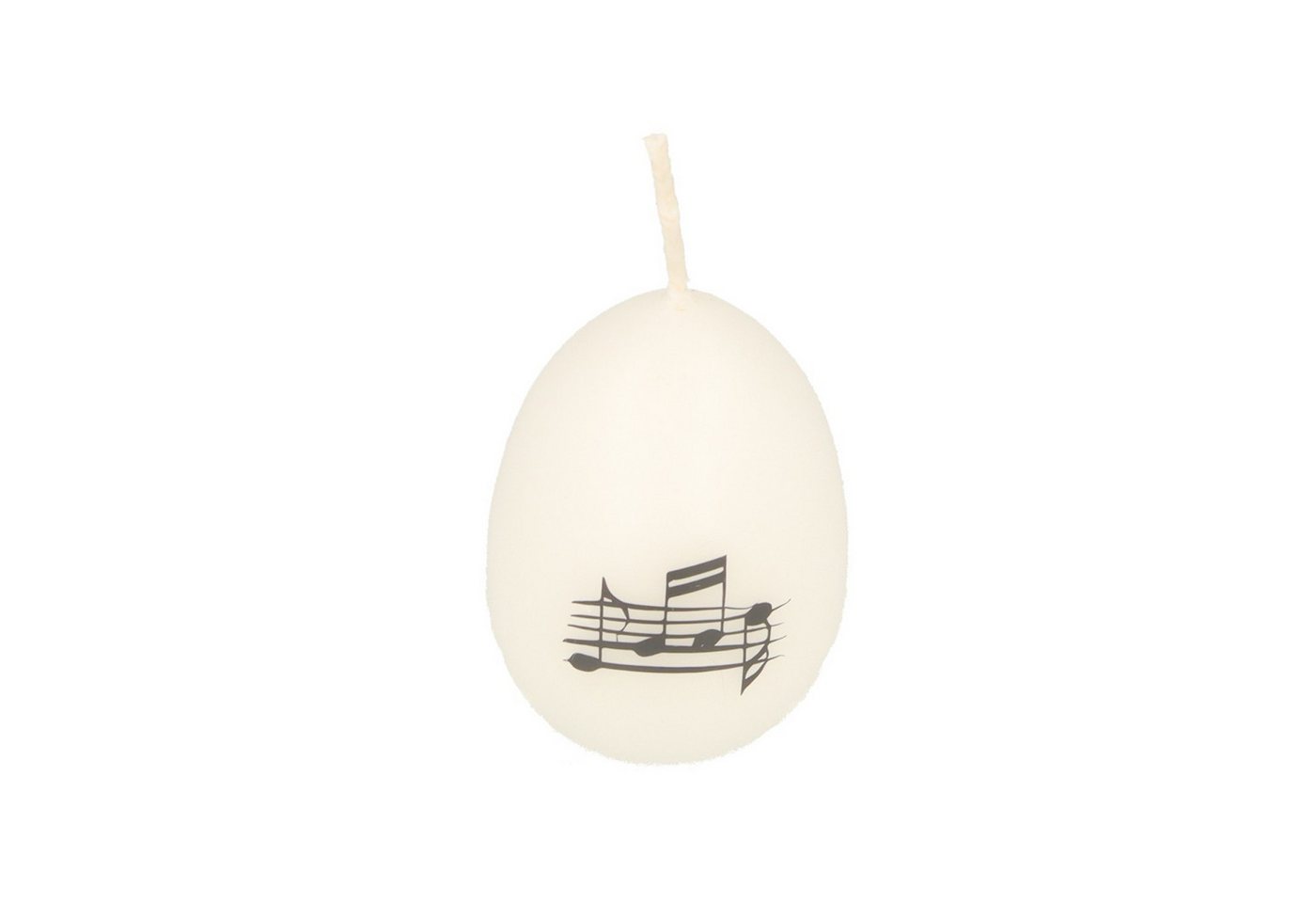 Musikboutique Stumpenkerze Ei-Kerze, weiß/anthrazit, verschiedene Motive - Motiv: Noten mix, Musik, Ei-Kerze, Ostern, Dekoration von Musikboutique