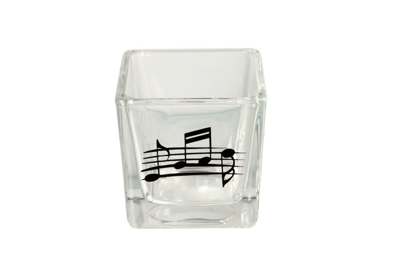 Musikboutique Teelichthalter, aus Glas mit Notenlinie und Noten in schwarz von Musikboutique