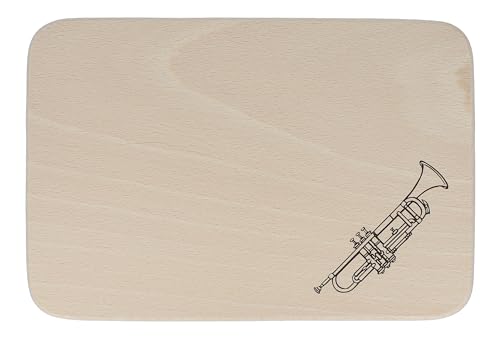 Schneidebrett aus Buchenholz mit musikalischen Motiven (Trompete) von Musikboutique