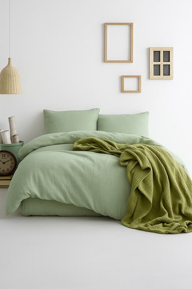 Musselin Welt Bettwäsche Musselin Bettwäsche + Spannbettlaken Spar Set, 100% Biobaumwolle, Musselin von Musselin Welt