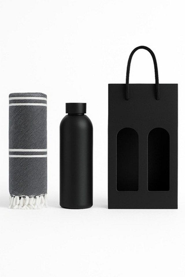 Musselin Welt Strandtuch Geschenke Set Black Edition, (Spar Set) von Musselin Welt