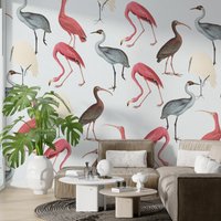 Flamingo Wandbild, Abnehmbar Schälen Und Kleben, Deko Fototapete, Märchenwald Tapete, Temporäre Personalisierbar von MusselinDream