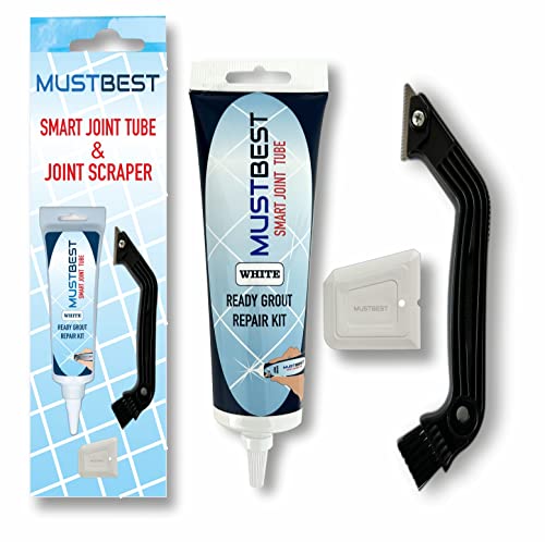 Mustbest Tile Mörtel Reparaturen Erneuerungen Füllrohr & Gelenkschaber - 13,4 oz - Weiß, schnell trocknende Fliesenmörtel Reparaturkit, RESTORE UND RENURUE FURSE FUGS LINE, (Accessoires, Set) von MustBest