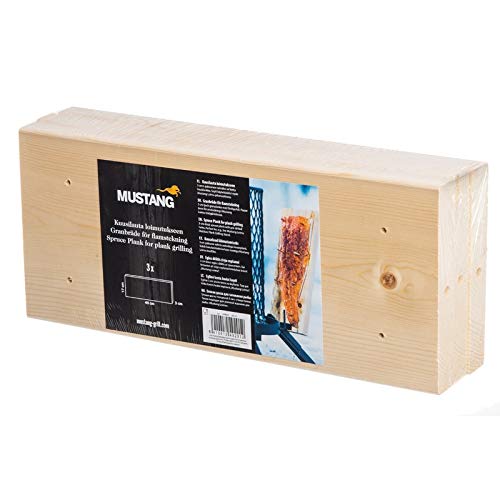 Grillpaul 3er Set Mustang Flammlachs Bretter inkl. 20x Holzstifte | 39,5 cm x 17cm x 3cm von Grillpaul