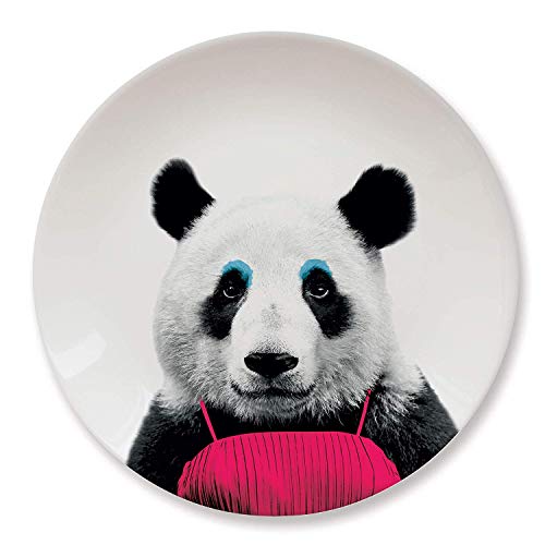 MUSTARD - Wild Dining Panda Dinner Plate I Keramik Teller I 100% Keramik I Runder Essteller I besonders I lustiger Speiseteller I Teller mit Tierprint I Geschenkidee für Studenten - Patricia Panda von MUSTARD