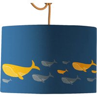 Navy Und Senf Familie Wal Trommellampe Schirm | Kinder Wal Lampenschirm 20, 30 & 45cm Durchmesser Von Grau von MustardandGrayLtd