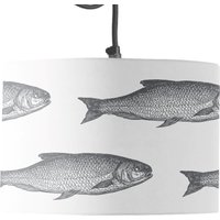 Ticklerton Grau Fisch Trommellampe Schirm | Lagom Lampenschirm 20, 30 & 45cm Durchmesser Von Senf Und von MustardandGrayLtd