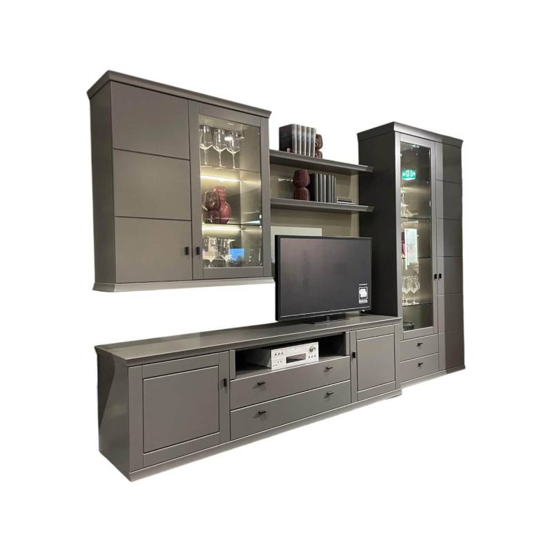 Anbauwand Korsika 55067 Lack Schiefergrau Grau Griff W7 Schwarz Matt Inklusive B... von Musterring