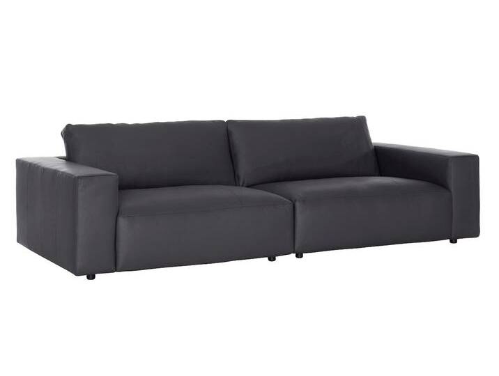 Big-Sofa MUSTERRING LUCIA , schwarz (nero bax), B:292cm H:81cm T:124cm, Flachgewebe FLORIS (100% Polyester), Flachgewebe VALMONT (60% Baumwolle/ 40% Leinen), Microfaser CRONA (100% Polyester), Sofas, in vielen Qualitäten und 4 unterschiedlichen Nähten, 3-Sitzer von Musterring