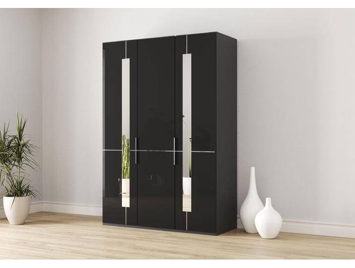 Drehtürenschrank MUSTERRING Imola W , grau (graphit), B:148,4cm H:236cm T:58cm, Holzwerkstoff, Floatglas, Schränke, Einlegeböden und Kleiderstangen, mit Glastüren inklusive Zierspiegel von Musterring