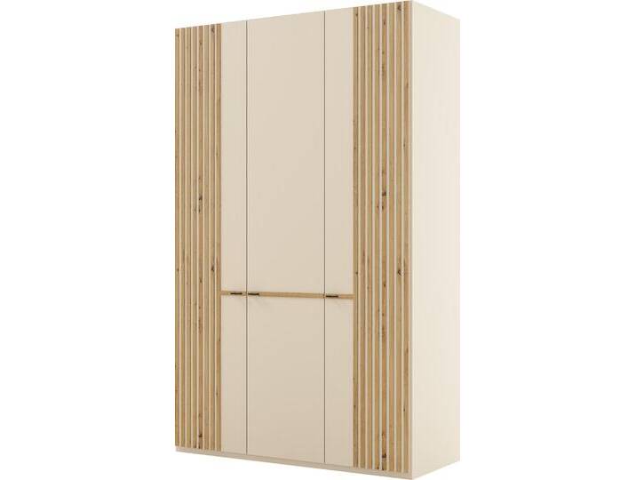 Drehtürenschrank MUSTERRING Isabelle , beige (champagner, dekor), B:148,4cm H:236cm T:58cm, Holzwerkstoff, Hartfaserplatte, Schränke, Lamellen in Eiche, Griffe in schwarz, verschiedene Größen und Farben von Musterring