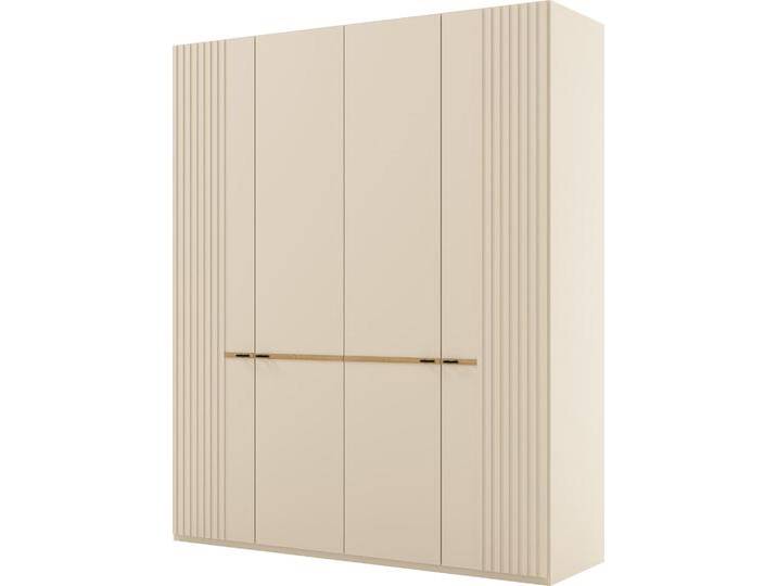 Drehtürenschrank MUSTERRING Isabelle , beige (champagner, dekor), B:197,3cm H:216cm T:58cm, Holzwerkstoff, Hartfaserplatte, Schränke, Lamellen in Korpusfarbe, Griffe in schwarz, versch. Größen und Farben von Musterring