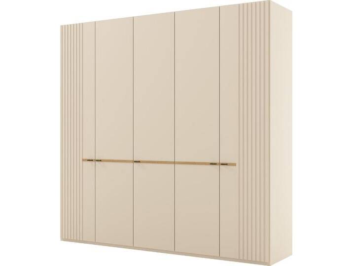 Drehtürenschrank MUSTERRING Isabelle , beige (champagner, dekor), B:246,3cm H:216cm T:58cm, Holzwerkstoff, Hartfaserplatte, Schränke, Lamellen in Korpusfarbe, Griffe in schwarz, versch. Größen und Farben von Musterring