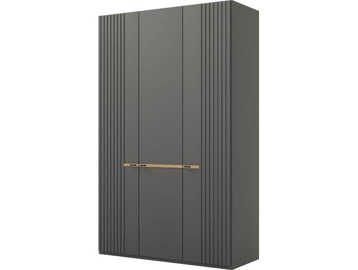 Drehtürenschrank MUSTERRING Isabelle , grau (graphit, dekor), B:148,4cm H:236cm T:58cm, Holzwerkstoff, Hartfaserplatte, Schränke, Lamellen in Korpusfarbe, Griffe in schwarz, versch. Größen und Farben von Musterring
