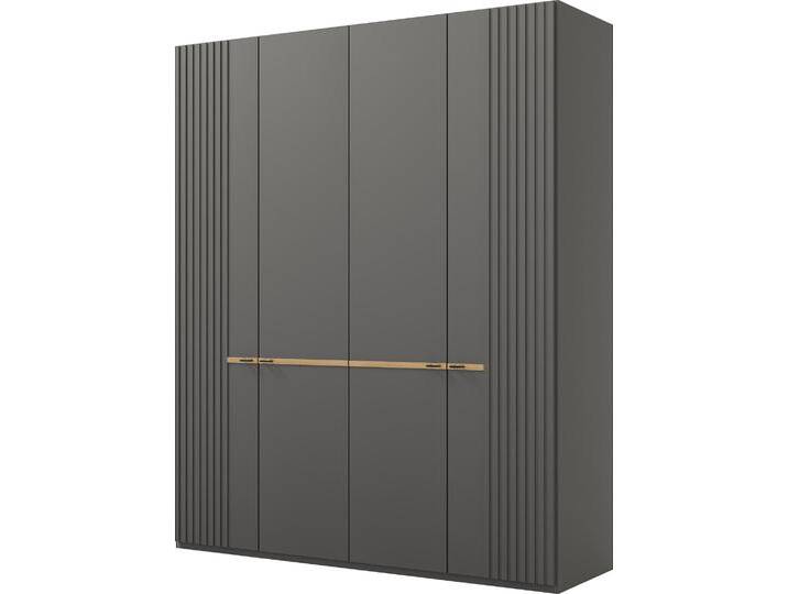 Drehtürenschrank MUSTERRING Isabelle , grau (graphit, dekor), B:197,3cm H:216cm T:58cm, Holzwerkstoff, Hartfaserplatte, Schränke, Lamellen in Korpusfarbe, Griffe in schwarz, versch. Größen und Farben von Musterring