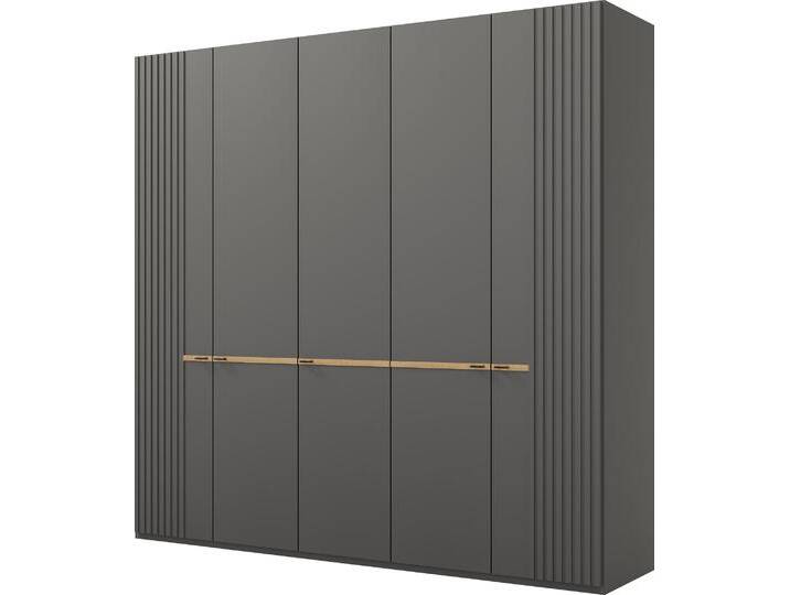 Drehtürenschrank MUSTERRING Isabelle , grau (graphit, dekor), B:246,3cm H:216cm T:58cm, Holzwerkstoff, Hartfaserplatte, Schränke, Lamellen in Korpusfarbe, Griffe in schwarz, versch. Größen und Farben von Musterring