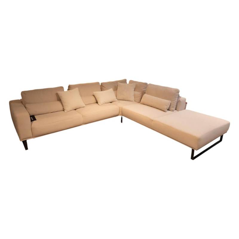 Ecksofa JustB PM100 Stoff Easy Care White Weiß Metallkufe Schwarz Matt Mit Kisse... von Musterring