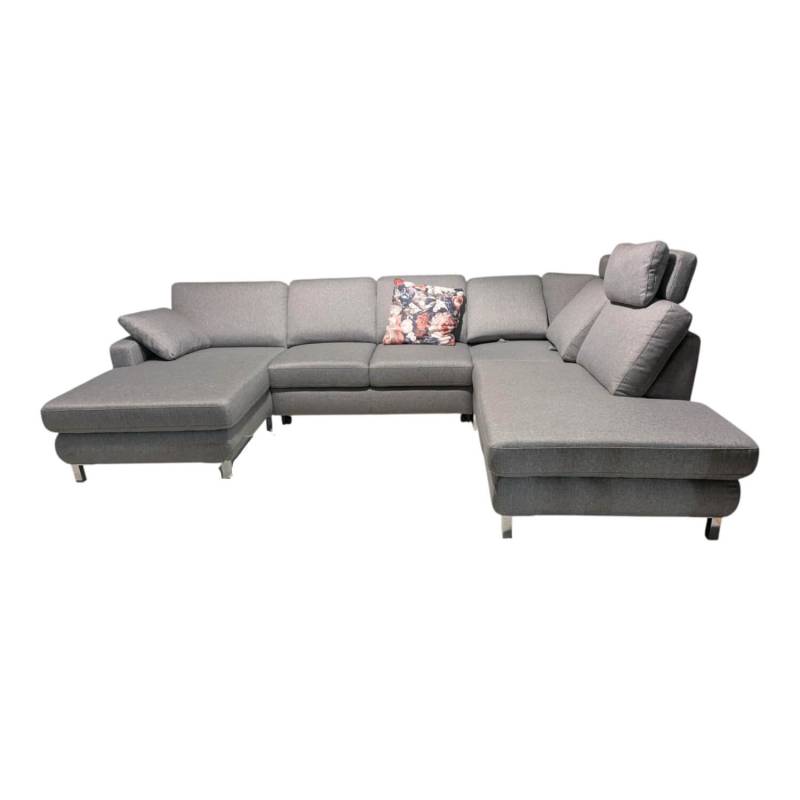 Ecksofa MR 365 Stoff 2 Twice Grau Füße Verchromt mit Kopfstütze von Musterring