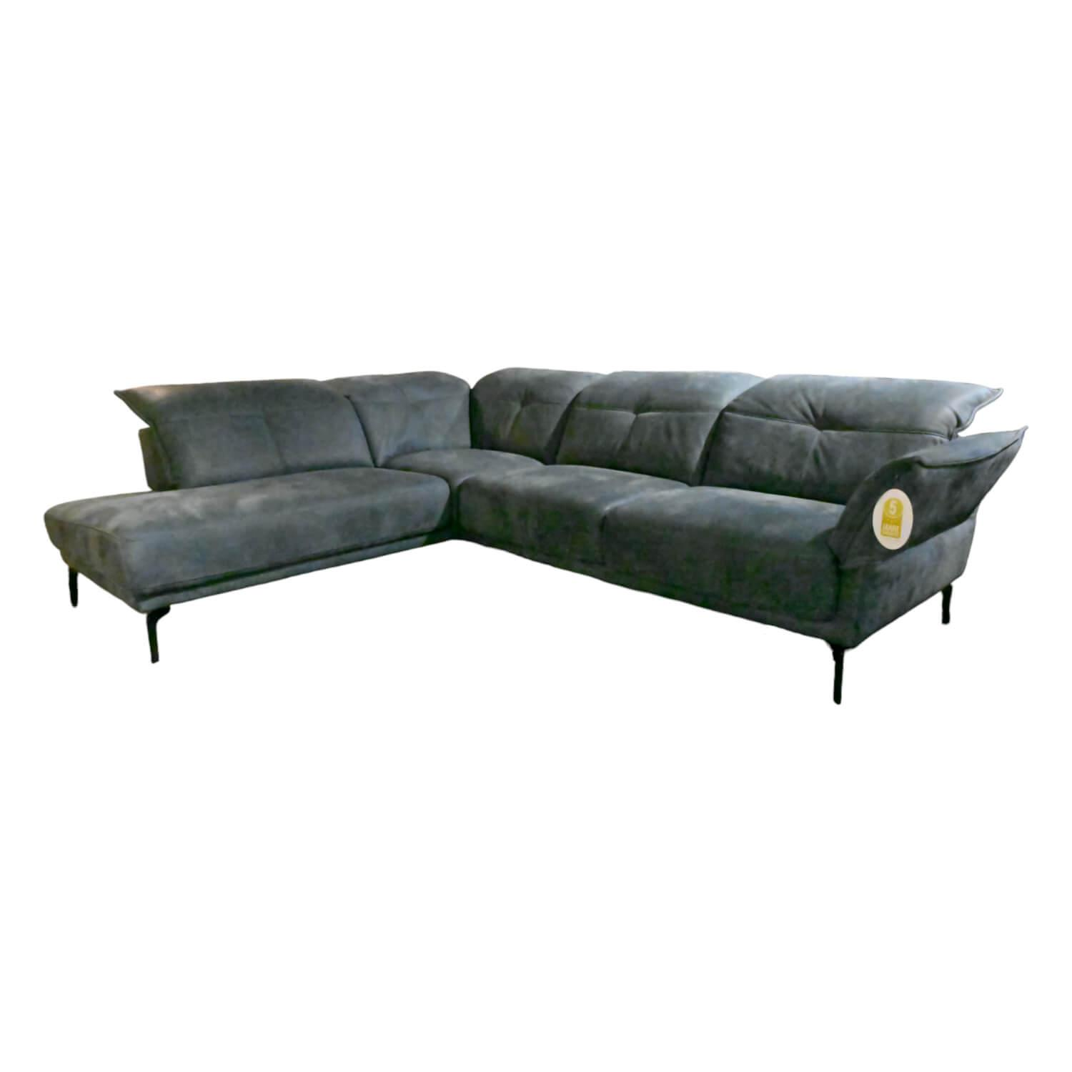 Ecksofa MR 9300 GB Bezug Leder Togo Marine Blau Grau Fuß P695 Black Inklusive Ma... von Musterring