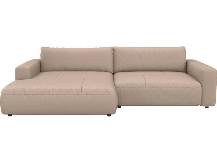 Ecksofa MUSTERRING LUCIA L-Form , beige (bisquit puro), B:296cm H:81cm T:190cm, Flachgewebe VALMONT (60% Baumwolle/40% Leinen), Leder PURO, pigmentiertes Leder, Microfaser CRONA (100% Polyester), Flachgewebe FLORIS (100% Polyester), Leder BAX, pigmentiertes Leder, Sofas von Musterring