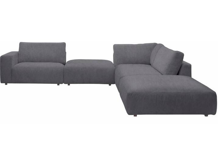 Ecksofa MUSTERRING LUCIA L-Form , grau (stone crona), B:340cm H:81cm T:346cm, Flachgewebe FLORIS (100% Polyester), Flachgewebe VALMONT (60% Baumwolle/ 40% Leinen), Microfaser CRONA (100% Polyester), Sofas, in vielen Qualitäten und 4 verschieden Nähten von Musterring