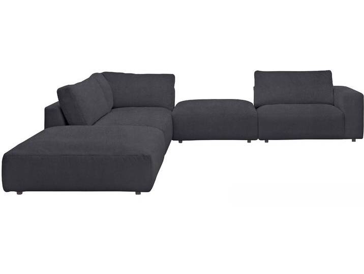 Ecksofa MUSTERRING LUCIA L-Form , schwarz (nero bax), B:340cm H:81cm T:346cm, Flachgewebe FLORIS (100% Polyester), Flachgewebe VALMONT (60% Baumwolle/ 40% Leinen), Microfaser CRONA (100% Polyester), Sofas, in vielen Qualitäten und 4 verschieden Nähten von Musterring