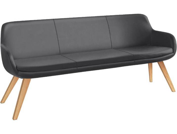 Essbank MUSTERRING Tavia , grau (dunkelgrau, eiche bianco), B:180cm H:87cm T:66cm, 100% PES, Sitzbänke, Stativgestell aus Eiche bianco massiv, Breite 180, 200 oder 220 cm von Musterring