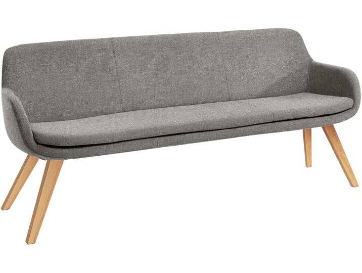 Essbank MUSTERRING Tavia , grau (taupe, eiche bianco), B:180cm H:87cm T:66cm, 100% PES, Sitzbänke, Stativgestell aus Eiche bianco massiv, Breite 180, 200 oder 220 cm von Musterring