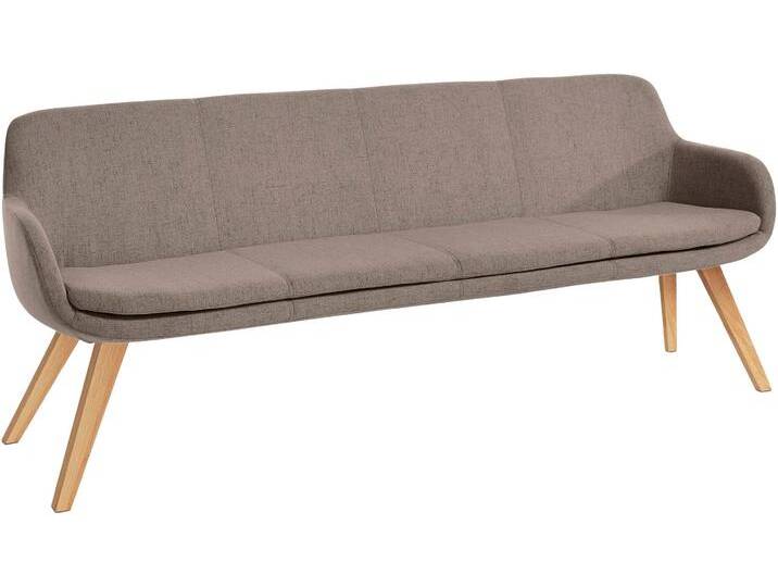 Essbank MUSTERRING Tavia , grau (taupe, eiche bianco), B:220cm H:87cm T:66cm, 100% PES, Sitzbänke, Stativgestell aus Eiche bianco massiv, Breite 180, 200 oder 220 cm von Musterring