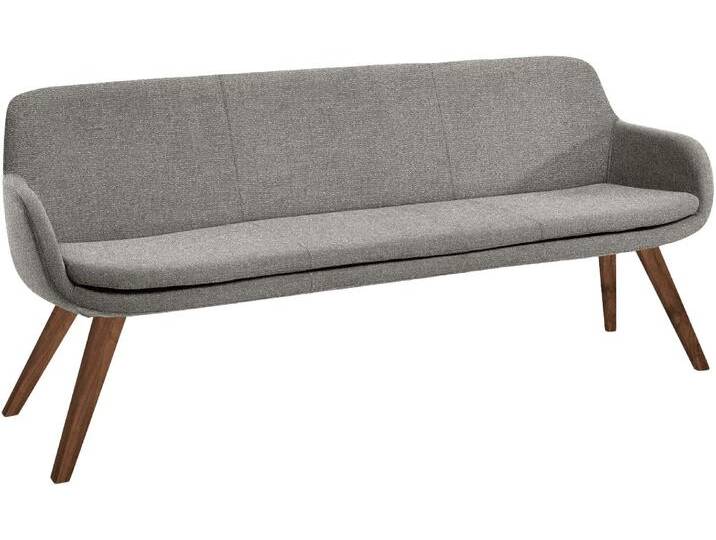 Essbank MUSTERRING Tavia , grau (taupe, wild, nussbaum), B:180cm H:87cm T:66cm, 100% PES, Sitzbänke, Stativgestell Wildnussbaum massiv geölt, Breite 180, 200 oder 220 cm von Musterring