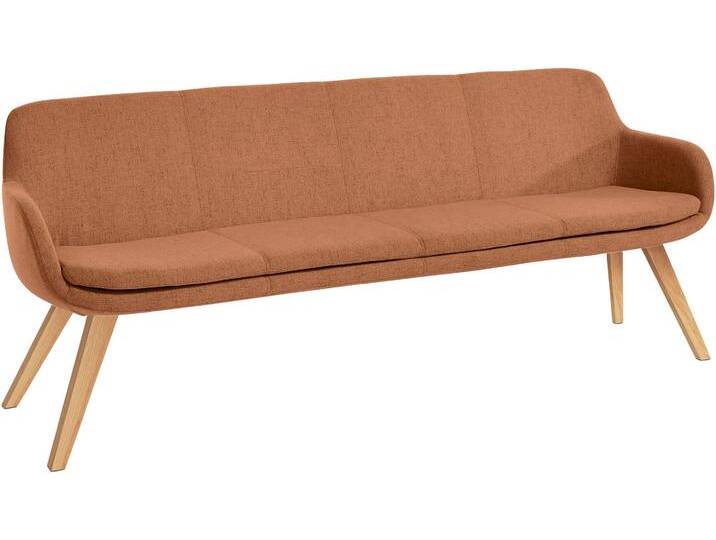 Essbank MUSTERRING Tavia , orange (orange, eiche bianco), B:200cm H:87cm T:66cm, 100% PES, Sitzbänke, Stativgestell aus Eiche bianco massiv, Breite 180, 200 oder 220 cm von Musterring