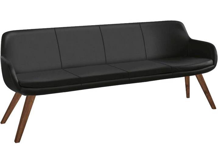 Essbank MUSTERRING Tavia , schwarz (schwarz, wild, nussbaum), B:200cm H:87cm T:66cm, Sitzbänke, Stativgestell Wildnussbaum massiv geölt, Breite 180, 200 oder 220 cm von Musterring