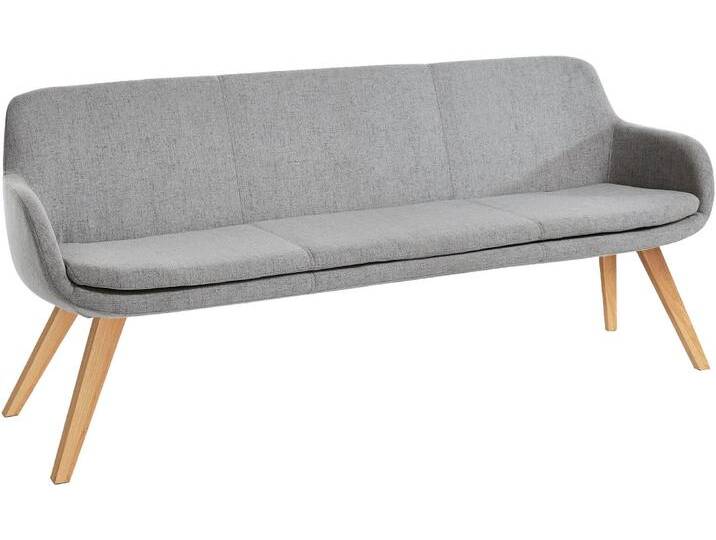 Essbank MUSTERRING Tavia , silber (silber, eiche bianco), B:180cm H:87cm T:66cm, 100% PES, Sitzbänke, Stativgestell aus Eiche bianco massiv, Breite 180, 200 oder 220 cm von Musterring