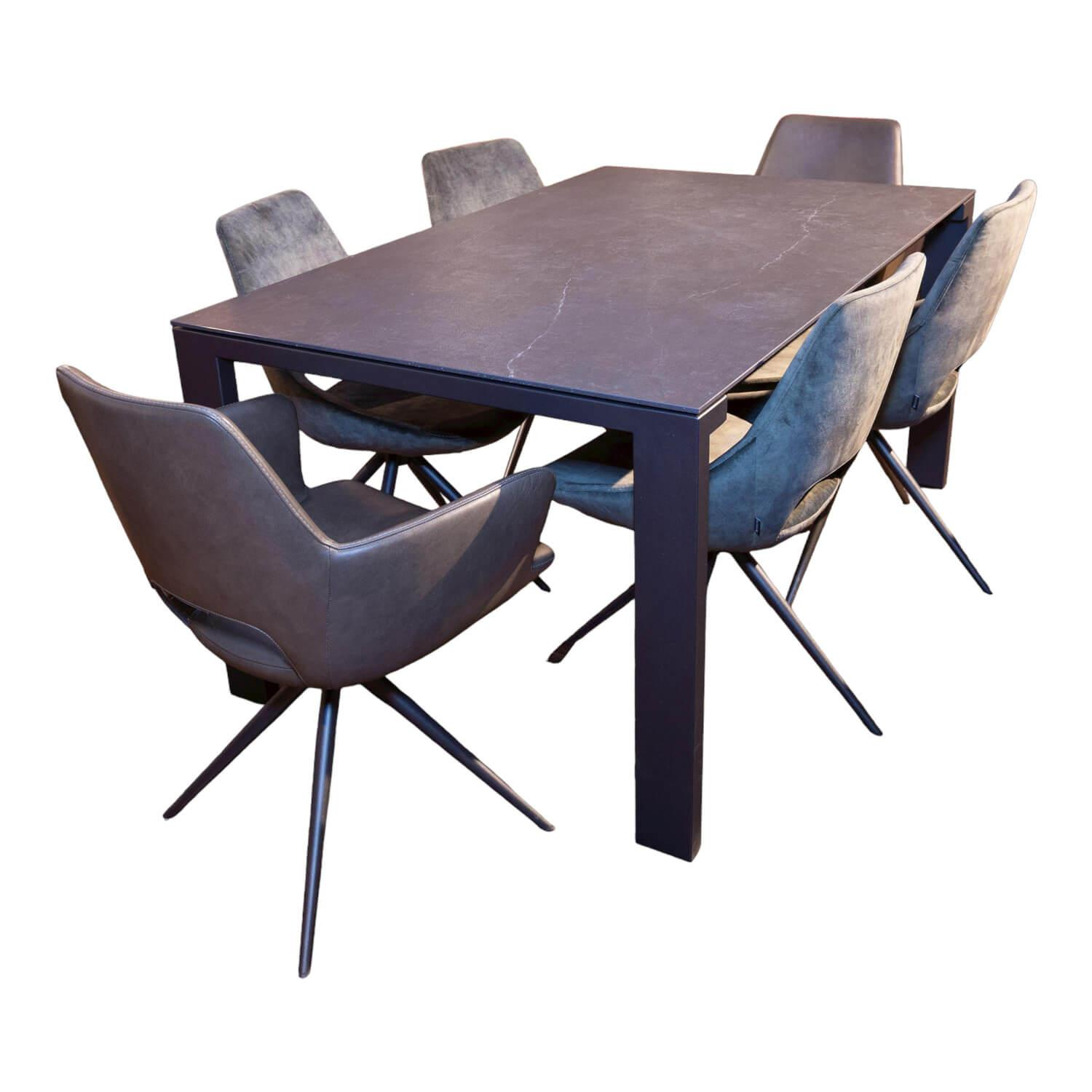 Esstischgruppe MR Navarra Platte Dekton Laos Industrial Metallgestell Mit 6 Stüh... Esstischgruppe MR Navarra Platte Dekton Laos Industrial Metallgestell Mit 6 Stüh... von Musterring