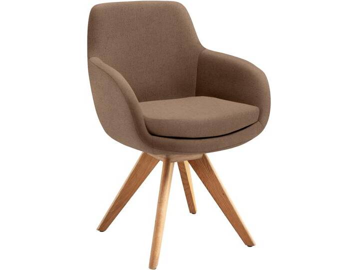 Esszimmerstuhl MUSTERRING Tavia , braun (caramel, eiche bianco), B:62cm H:86cm T:66cm, Stühle, Stativgestell Eiche Bianco, Drehfunktion optional, diverse Farben von Musterring