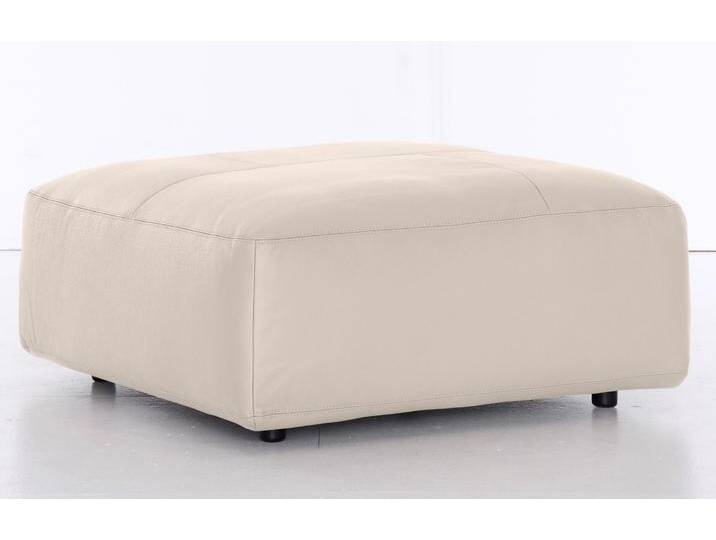 Hocker MUSTERRING LUCIA , beige (beige bax), B:100cm H:43cm T:100cm, Flachgewebe VALMONT (60% Baumwolle/40% Leinen), Leder PURO, pigmentiertes Leder, Microfaser CRONA (100% Polyester), Flachgewebe FLORIS (100% Polyester), Leder BAX, pigmentiertes Leder, Hocker, Lederhocker Polsterhocker von Musterring