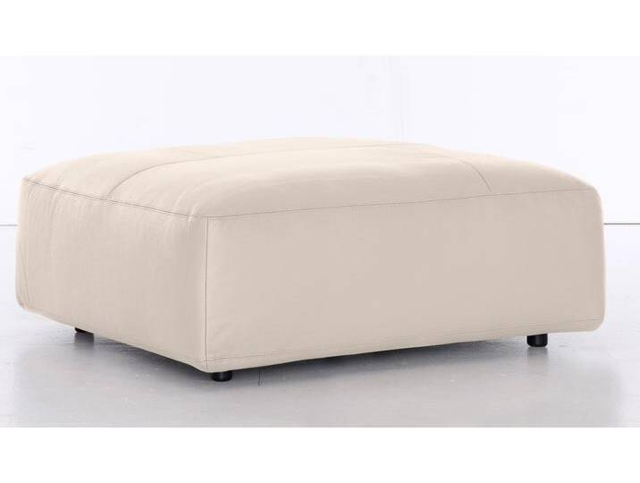 Hocker MUSTERRING LUCIA , beige (beige bax), B:120cm H:43cm T:120cm, Flachgewebe VALMONT (60% Baumwolle/40% Leinen), Leder PURO, pigmentiertes Leder, Microfaser CRONA (100% Polyester), Flachgewebe FLORIS (100% Polyester), Leder BAX, pigmentiertes Leder, Hocker, Lederhocker Polsterhocker von Musterring