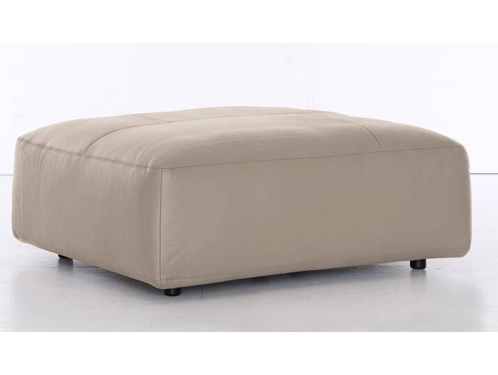 Hocker MUSTERRING LUCIA , beige (bisquit puro), B:120cm H:43cm T:120cm, Flachgewebe VALMONT (60% Baumwolle/40% Leinen), Leder PURO, pigmentiertes Leder, Microfaser CRONA (100% Polyester), Flachgewebe FLORIS (100% Polyester), Leder BAX, pigmentiertes Leder, Hocker, Lederhocker Polsterhocker von Musterring