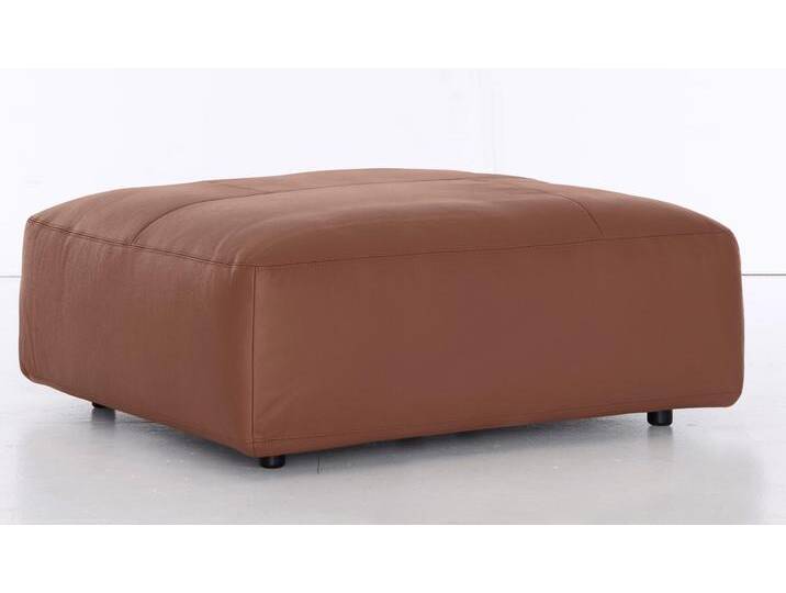 Hocker MUSTERRING LUCIA , braun (brandy bax), B:120cm H:43cm T:120cm, Flachgewebe VALMONT (60% Baumwolle/40% Leinen), Leder PURO, pigmentiertes Leder, Microfaser CRONA (100% Polyester), Flachgewebe FLORIS (100% Polyester), Leder BAX, pigmentiertes Leder, Hocker, Lederhocker Polsterhocker von Musterring