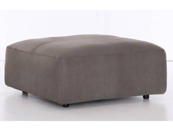 Hocker MUSTERRING LUCIA , braun (fango crona), B:100cm H:43cm T:100cm, Flachgewebe VALMONT (60% Baumwolle/40% Leinen), Leder PURO, pigmentiertes Leder, Microfaser CRONA (100% Polyester), Flachgewebe FLORIS (100% Polyester), Leder BAX, pigmentiertes Leder, Hocker, Lederhocker Polsterhocker von Musterring