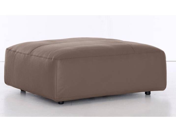 Hocker MUSTERRING LUCIA , braun (hasel bax), B:120cm H:43cm T:120cm, Flachgewebe VALMONT (60% Baumwolle/40% Leinen), Leder PURO, pigmentiertes Leder, Microfaser CRONA (100% Polyester), Flachgewebe FLORIS (100% Polyester), Leder BAX, pigmentiertes Leder, Hocker, Lederhocker Polsterhocker von Musterring