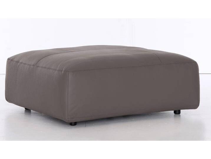 Hocker MUSTERRING LUCIA , grau (elephant puro), B:120cm H:43cm T:120cm, Flachgewebe VALMONT (60% Baumwolle/40% Leinen), Leder PURO, pigmentiertes Leder, Microfaser CRONA (100% Polyester), Flachgewebe FLORIS (100% Polyester), Leder BAX, pigmentiertes Leder, Hocker, Lederhocker Polsterhocker von Musterring