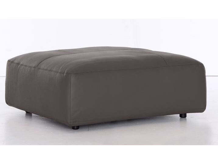 Hocker MUSTERRING LUCIA , grau (fango bax), B:120cm H:43cm T:120cm, Flachgewebe VALMONT (60% Baumwolle/40% Leinen), Leder PURO, pigmentiertes Leder, Microfaser CRONA (100% Polyester), Flachgewebe FLORIS (100% Polyester), Leder BAX, pigmentiertes Leder, Hocker, Lederhocker Polsterhocker von Musterring