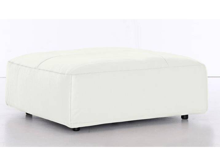 Hocker MUSTERRING LUCIA , grau (stone bax), B:120cm H:43cm T:120cm, Flachgewebe VALMONT (60% Baumwolle/40% Leinen), Leder PURO, pigmentiertes Leder, Microfaser CRONA (100% Polyester), Flachgewebe FLORIS (100% Polyester), Leder BAX, pigmentiertes Leder, Hocker, Lederhocker Polsterhocker von Musterring