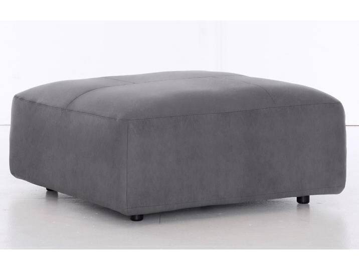 Hocker MUSTERRING LUCIA , grau (stone crona), B:100cm H:43cm T:100cm, Flachgewebe VALMONT (60% Baumwolle/40% Leinen), Leder PURO, pigmentiertes Leder, Microfaser CRONA (100% Polyester), Flachgewebe FLORIS (100% Polyester), Leder BAX, pigmentiertes Leder, Hocker, Lederhocker Polsterhocker von Musterring