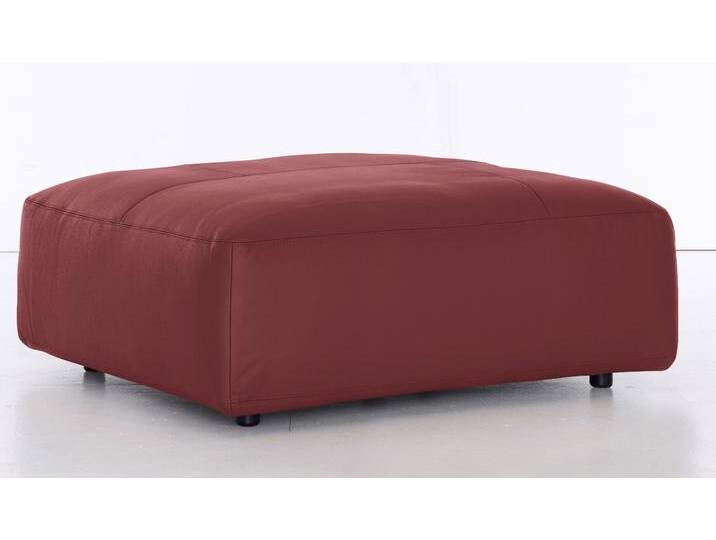 Hocker MUSTERRING LUCIA , rot (cherry puro), B:120cm H:43cm T:120cm, Flachgewebe VALMONT (60% Baumwolle/40% Leinen), Leder PURO, pigmentiertes Leder, Microfaser CRONA (100% Polyester), Flachgewebe FLORIS (100% Polyester), Leder BAX, pigmentiertes Leder, Hocker, Lederhocker Polsterhocker von Musterring