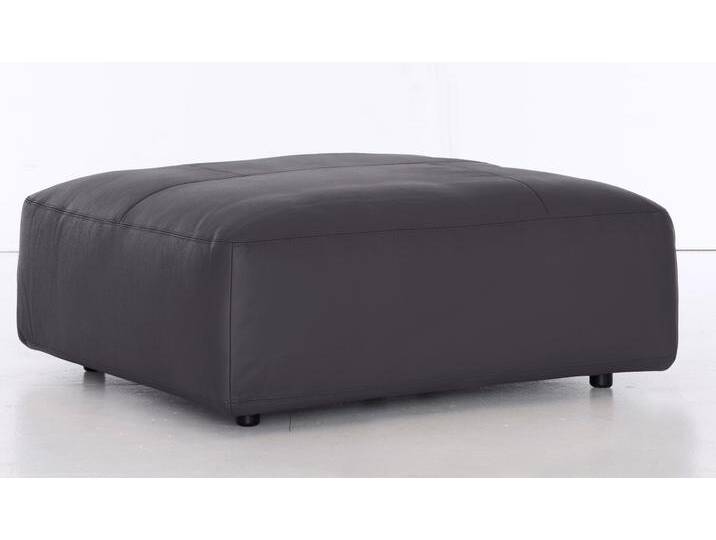 Hocker MUSTERRING LUCIA , schwarz (nero bax), B:120cm H:43cm T:120cm, Flachgewebe VALMONT (60% Baumwolle/40% Leinen), Leder PURO, pigmentiertes Leder, Microfaser CRONA (100% Polyester), Flachgewebe FLORIS (100% Polyester), Leder BAX, pigmentiertes Leder, Hocker, Lederhocker Polsterhocker von Musterring
